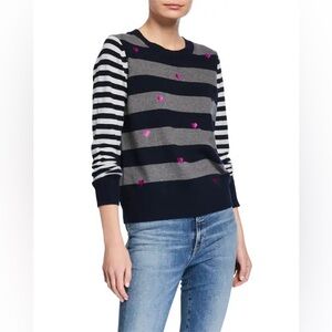 Lisa Todd Skip A Beat  Cotton/Cashmere Sweater Embroidered Hearts size medium